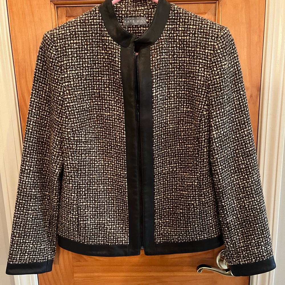 Kate Hill Vintage Leather Trimmed Jacket size4